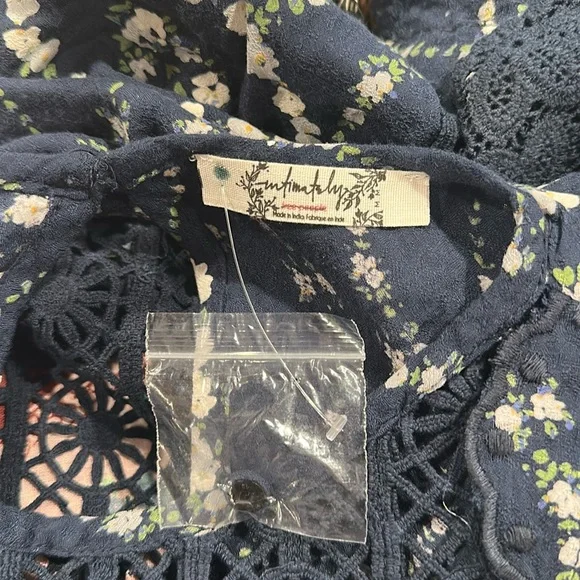 FREE PEOPLE Bali Tate Mixed Media Navy Lace Bodysuit